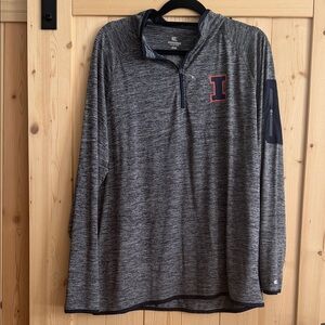 Colosseum Gray Zip Up Sweater with Red Accent